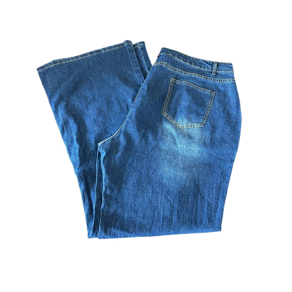 Women's 3x Distressed Blue Jeans Stretch Casual Plus Size Pull On Comfort